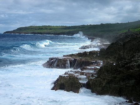 Niue-Pacific-Island Sea cliffs on South Pacific island of Niue