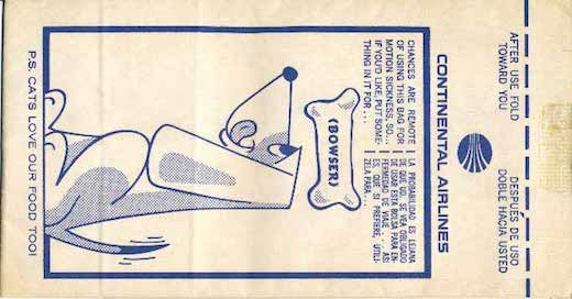 airsickness bags Continental airsickness bag
